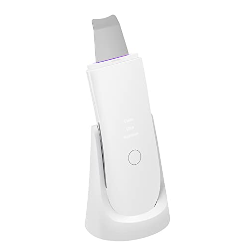 LESENBEAUTY Face Scrubber, Skin Scrubber Face Spatula, Blackhead Remover Tools, Wireless Charging, Waterproof (White Silver)