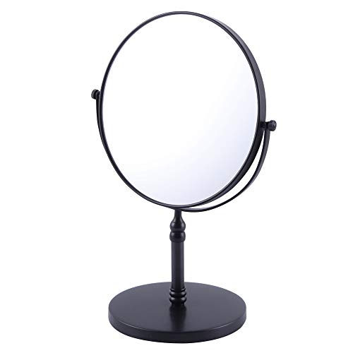 kimzcn 8-inch Large Double Sided Swivel Vanity Mirror with 3 x Magnification, Oval Shaped Two-Sided Makeup Mirror, Bathroom Tabletop Mirror 1x/3x Magnification Black D500111B