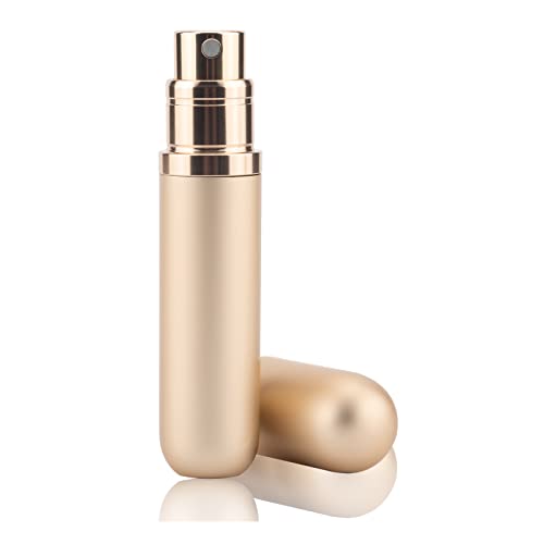 Travel perfume bottle refillable-mini perfume refillable bottle-perfume travel refillable-travel perfume atomizer refillable-Suitable for travel, vacation, camping, business trip.（5ml）(PTB-gold)