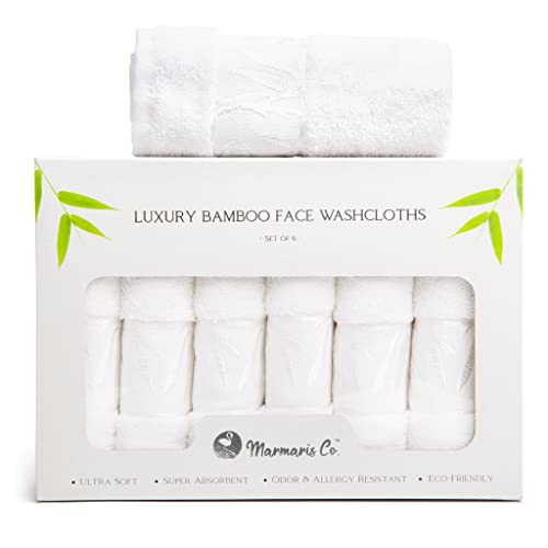 Marmaris Co. Face Wash Cloth, Luxury, Soft Bamboo Wash Cloths for Showering, Washcloths 6 Pack, Face Towels 12x12 Facial Towels, Wash Cloths for Your Face