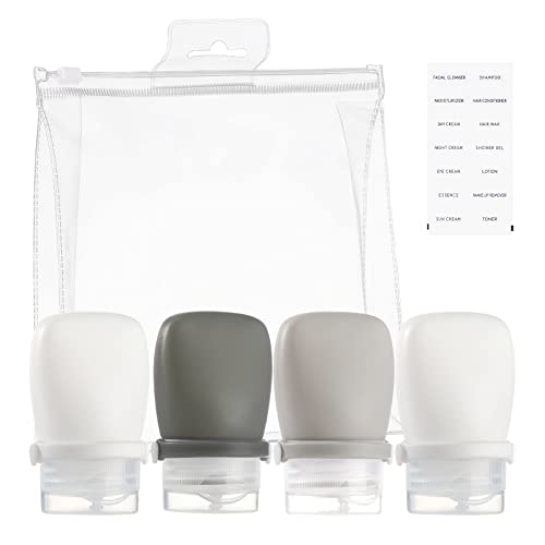 IUASZZ 1oz Travel Bottles, Small Travel Containers Silicone Travel Bottles for Toiletries, Leak Proof Toiletry Bottles for Shampoo Conditioner for Women Baby(4 Pieces)