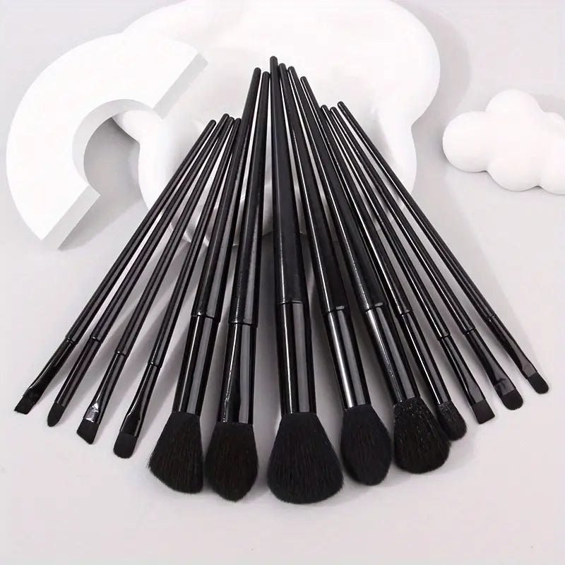 Makeup Brushes 13pcs Premium Synthetic Bristles Black Handle Set Kabuki Foundation Powder Blush Brush Face Lip Eye Makeup Brush Set Ideal For Makeup Beginner Artist
