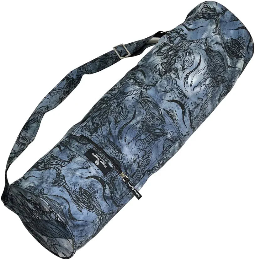 Hugger Mugger Batik Yoga Mat Bag - Beautiful Pattern, Durable 100% Cotton, Full Lining, Adjustable Strap, 2 Extra Zipper Pockets