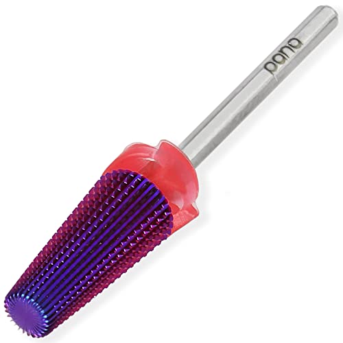 PANA Nail Carbide 5 in 1 Bit - Two Way Rotate use for Both Left and Right Handed - Fast remove Acrylic or Hard Gel - 3/32" Shank - Manicure, Nail Art, Drill Machine (Fine - F, Purple)