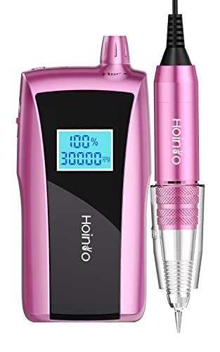 Hoinvo Electric Nail Drill Machine Rechargeable Nail Drill and Nail Dryer Electric Nail File Set with UV Lamp Cordless Nail File for Acrylic Gel Manicure Polishing Pedicure Pink