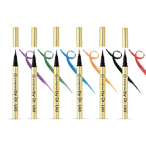 EPILYNX by Dr. Liia Long Lasting Waterproof Liquid Eyeliner with Precision Tip | Gluten and Allergen Free, Vegan Eyeliner Pencil | Shimmer Gift Set