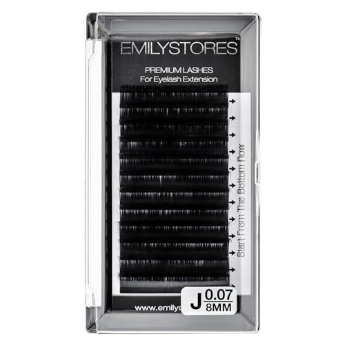 EMILYSTORES Lash Extensions 0.07mm Thickness J Curl Length 8mm Natural Looking Easy Fan Eye Lashes For Eyelash Extensions(0.07,J,8mm)