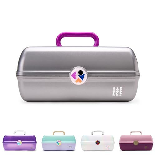 Caboodles On-The-Go Girl Makeup Box, Silver Sparkle, Hard Plastic Makeup Organizer Box, Built-In Mirror, Secure Latch for Safe Travel, Spacious Storage for Large Items