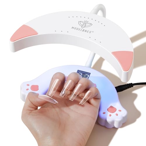 Modelones 2024 Newest UV LED Nail Lamp, UV Light for Gel Nails, GooseNeck UV Lamp for Nails, 48W Nail Dryer for Gel Nail Polish, Cute Meow Nail Light with 3 Timers, USB LED Nail Lamp for Fast Curing
