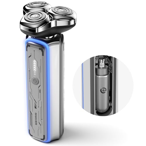HULUNI Electric Razor for Men, 3D Magnetic Electric Shaver Built-in Nose Trimmer, IPX6 Waterproof, Rechargeable Mens Electric Razor Wet & Dry Use, Idea Gift for Him