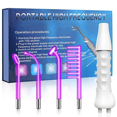 Meifuly High F Rrequency Wand Portable Machine, Portable Handheld High F requency Wand Machine with 4 Different Tubes(Purple)