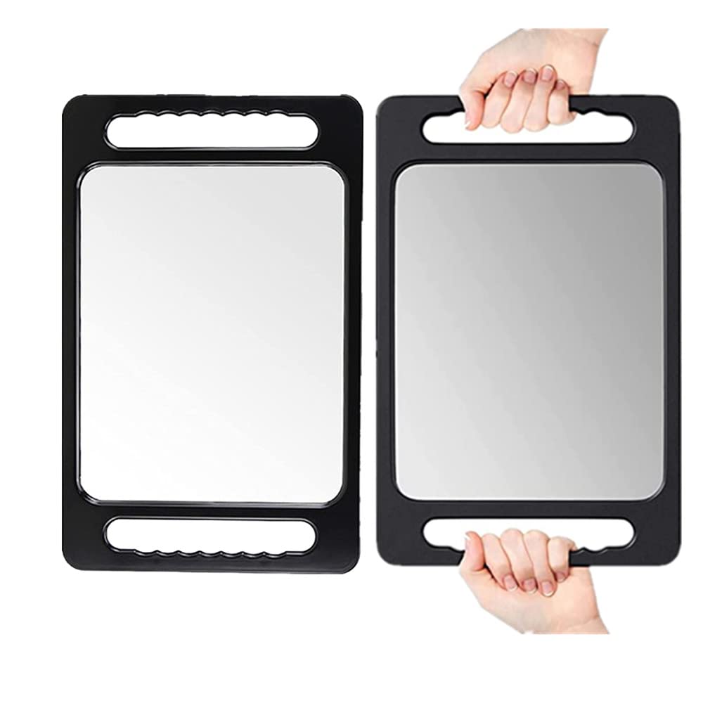 Mpowtech Large Hand Mirror with Handle - Rectangular Durable Handle Mirrors,Double Hand held Mirrorr,Drop-Proof Barber Mirror for Haircut - Handheld Salon Mirrors