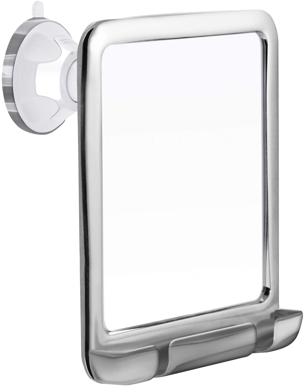MIRRORVANA Fogless Shower Mirror for Shaving with Razor Holder and Dual Anti Fog Design - Upgraded 360° Swivel Suction Cup with Bonus Hook for Hanging - Shatterproof 8" x 7" Surface (Chrome)