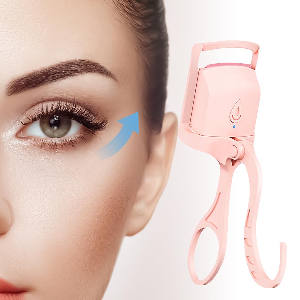 Heated Eyelash Curler, Electric Heated Lash Curler for Lift Your Eyelashes, Rapid Heat-up & Natural Beauty Curling, 24H Long Lasting, Safe and Easy to Use, Cute Pink