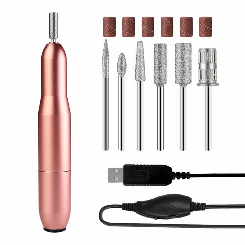 Nail Drill & 6pc Drill Bit Set