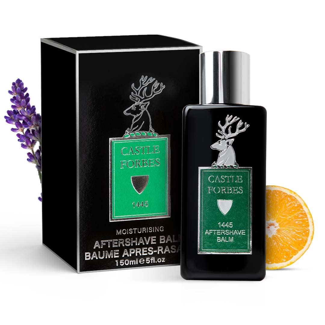 Castle Forbes 1445 Aftershave Balm For Men, 5 fl.oz. | Moisturizing After Shave Lotion w/ Essential Oils | Soothing & Refreshing Face Balm | Alcohol Free Post Shave Skincare For All Skin Types