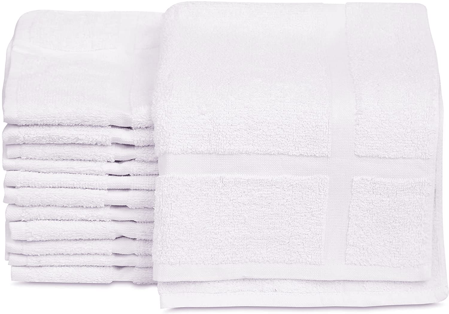 GOLD TEXTILES Cotton Blend Economy White Hotel Bath Mat Towel (18x25 Inches) Light Weight Quick Drying & Machine Washable (12 Pack)
