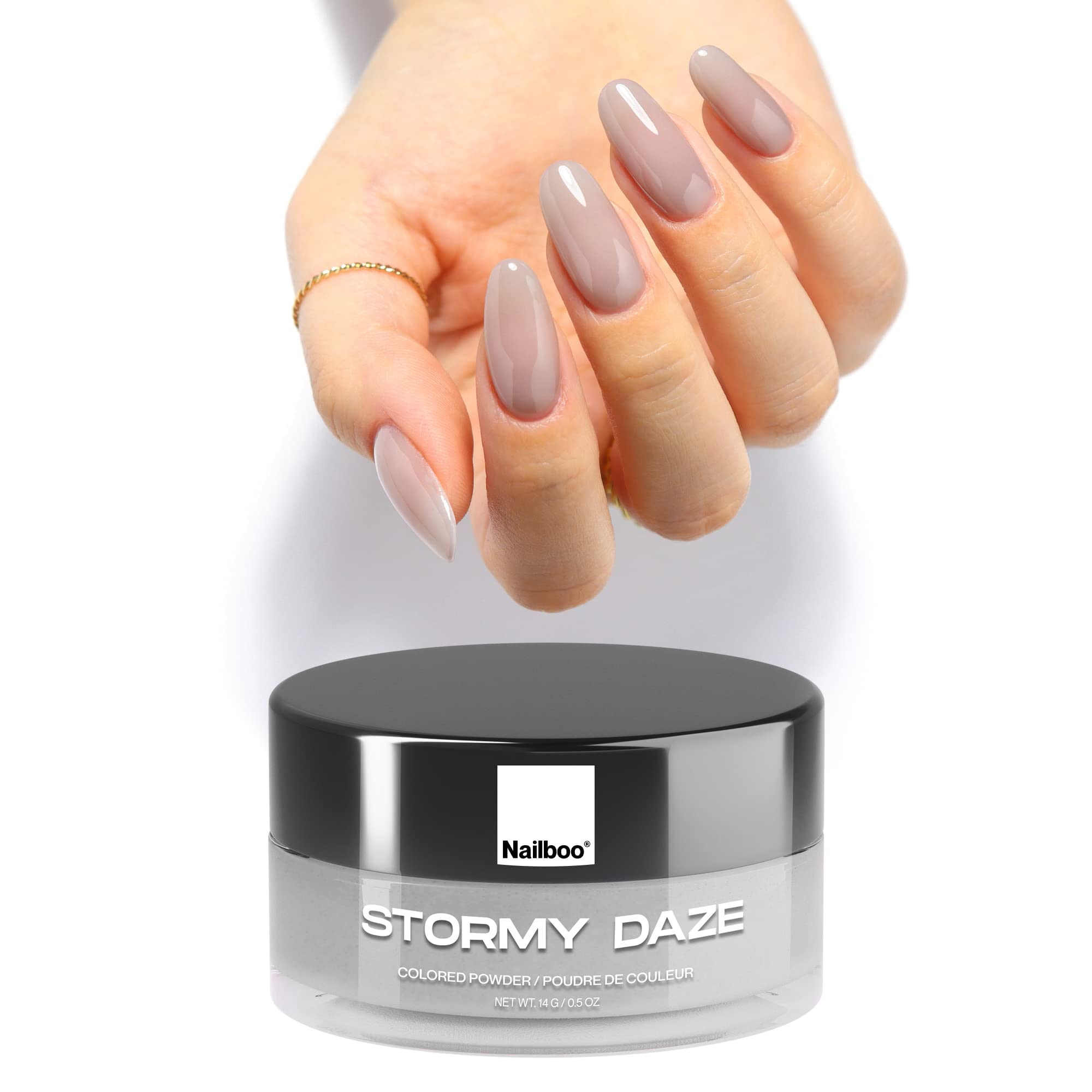 Nailboo PREMIUM (Cool Grey) Stormy Daze Nail Dip Powder DIY Nails Dip Powder Long-Lasting Dip Nails Nail Dip Strengthener No UV Lamp Needed, For use with Nailboo Essential Liquids .5 oz.