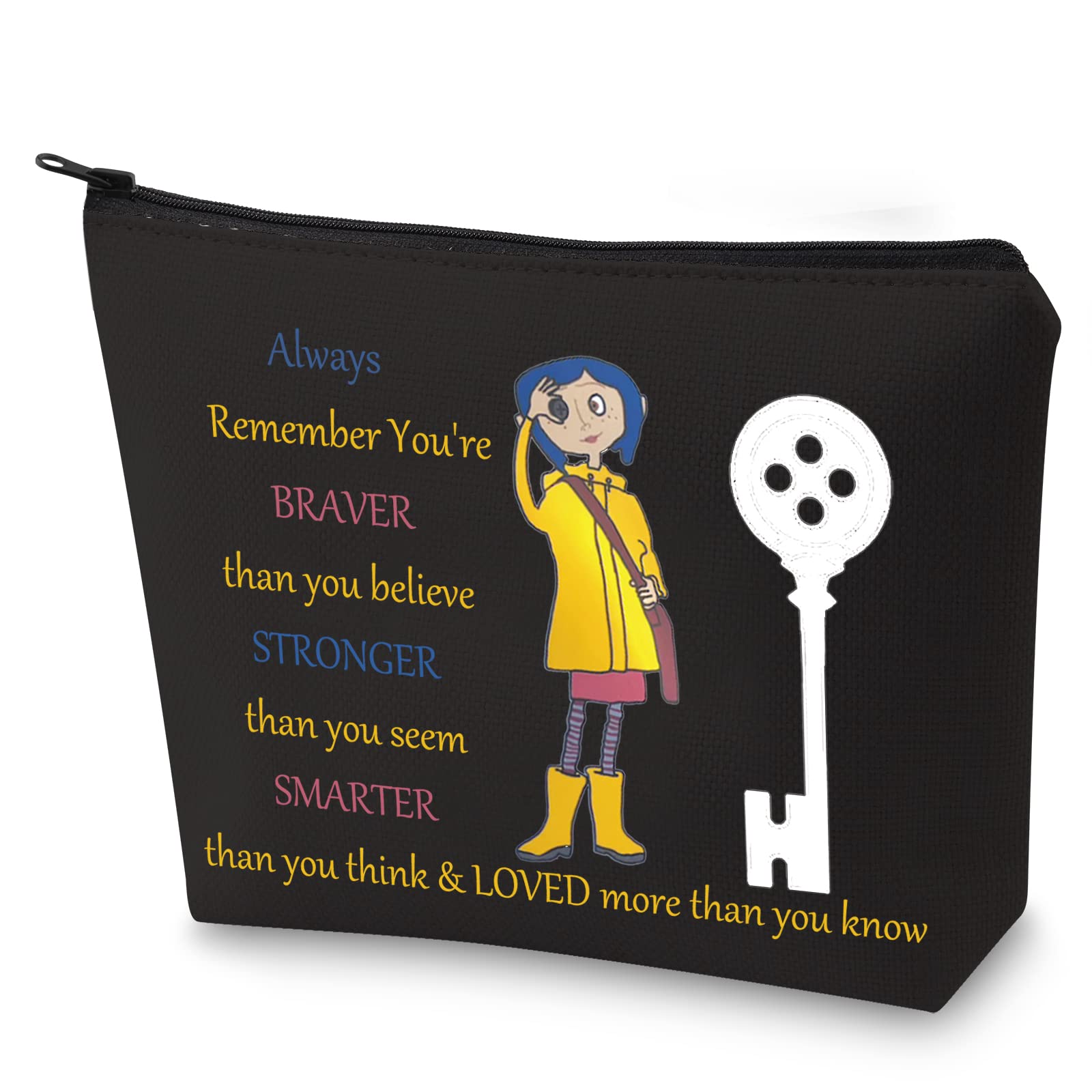 WZMPA Cartoon Movie Cosmetic Bag Movie Fans Gift You Are Braver Stronger Smarter Than You Think Cartoons Makeup Zipper Pouch Bag For Women Girls (Always Coral BL)