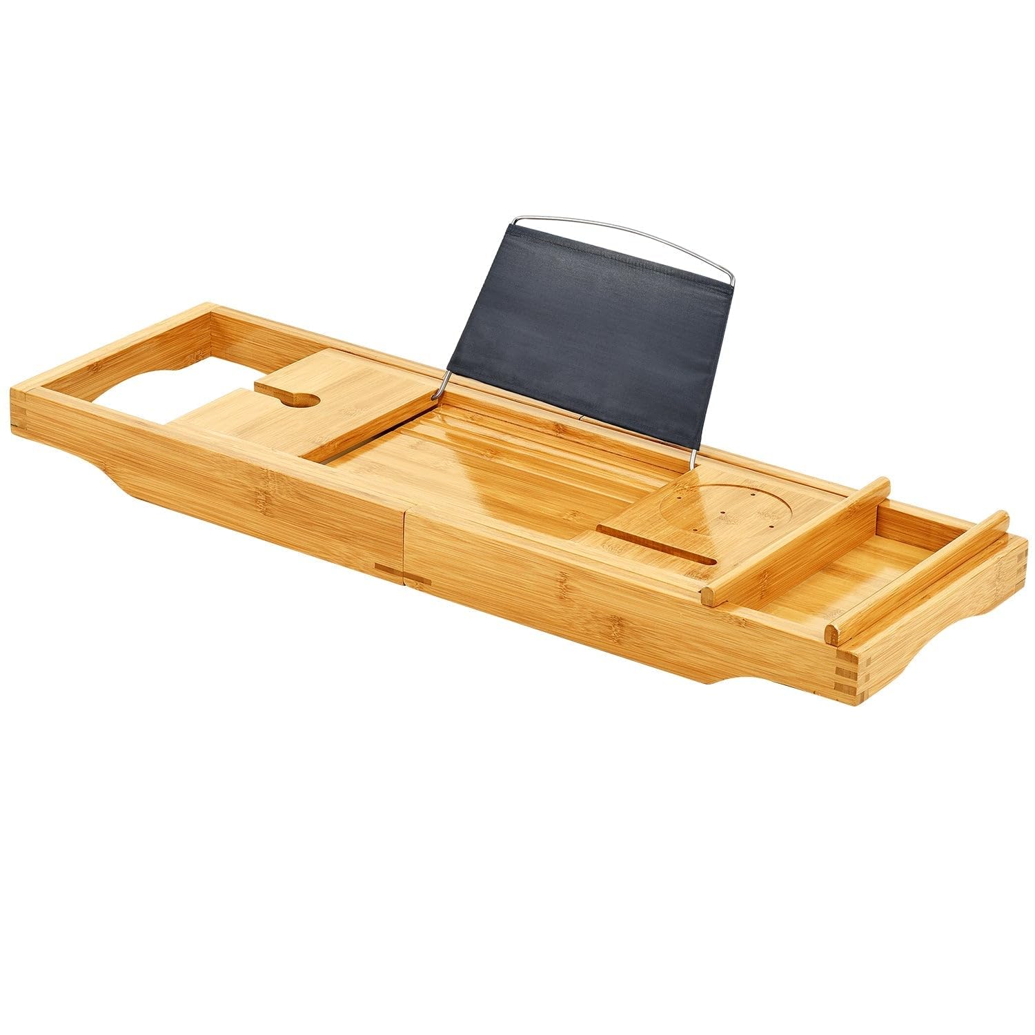 ToiletTree Products Bamboo Bathtub Caddy with Extending Sides and Adjustable Book Holder (Deluxe)