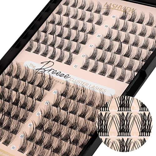 LASHVIEW Lash Clusters 144 Pcs Cluster Lashes DIY Cluster Eyelash Extensions Mega Volume Reusable Individual Lashes Cluster Volume Look Super Thin Band & Soft(Natural,D-10-16mix)
