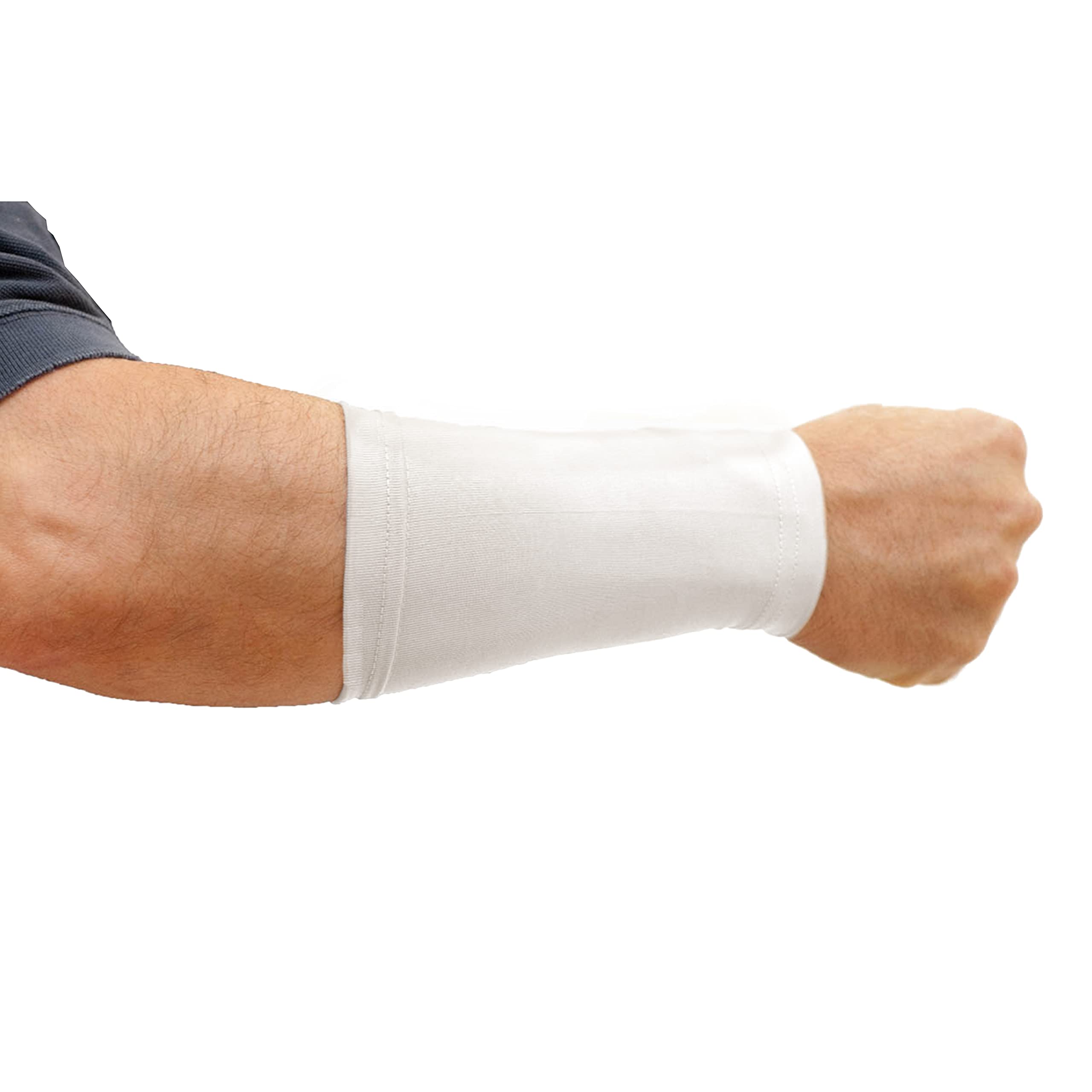 Tatjacket Tattoo Cover Up Concealer Sleeve, 2-PACK, Forearm coverage (JR White), UPF 50 Protection, Slip Free, for Men & Women (Unisex), WHITE, ONE SIZE