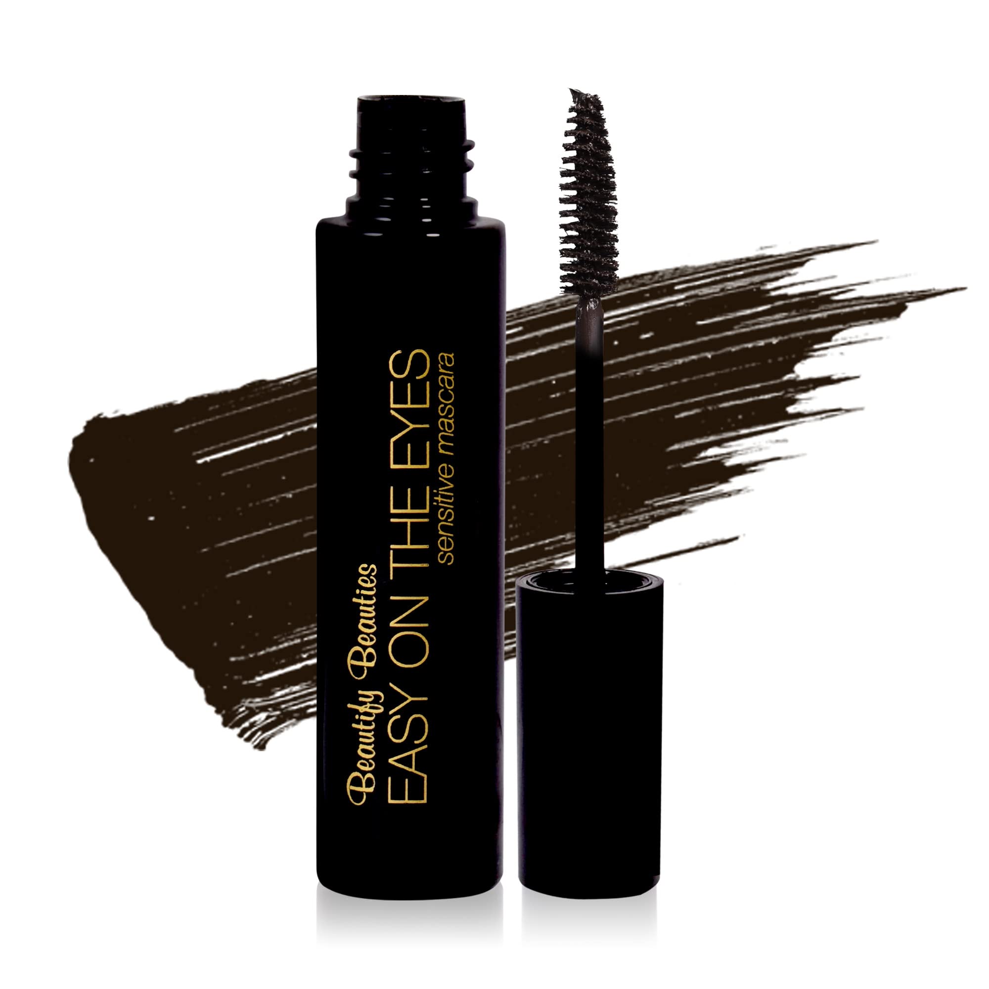 EASY ON THE EYES Sensitive Eye Mascara By Beautify Beauties - Hypoallergenic Mascara For Contact Lens Wearers – Non-irritating, Fragrance-free Mascara For Natural Looking Lashes- 0.35 oz (Black/Brown)