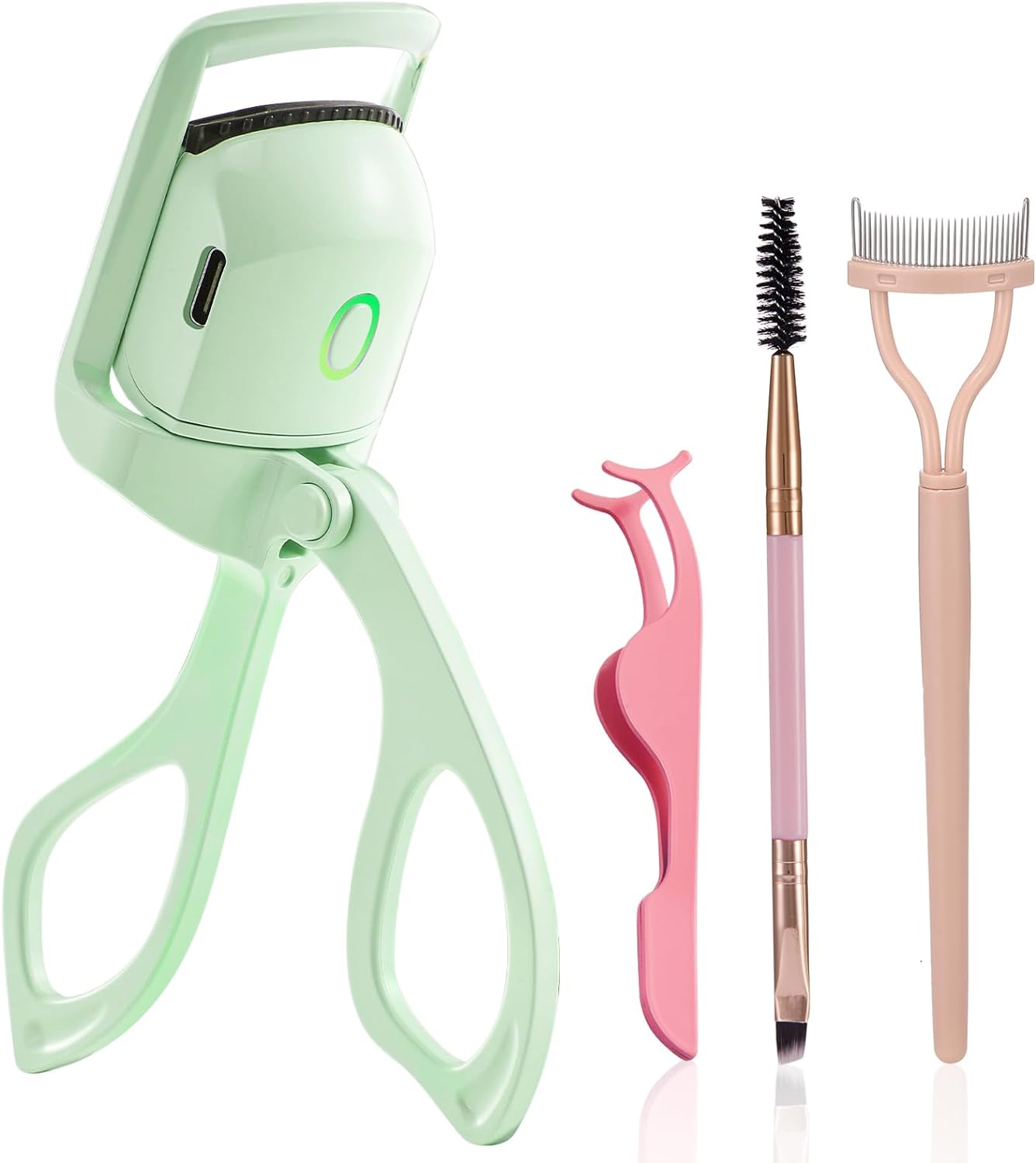 Heated Eyelash Curlers,Heated lash Curler, Eyelash Heated Curler,3 Heating Modes with Eyelash Applicator Tool and Lash Comb,Quick Natural Curling Eye Lashes for Long Lasting(Green)