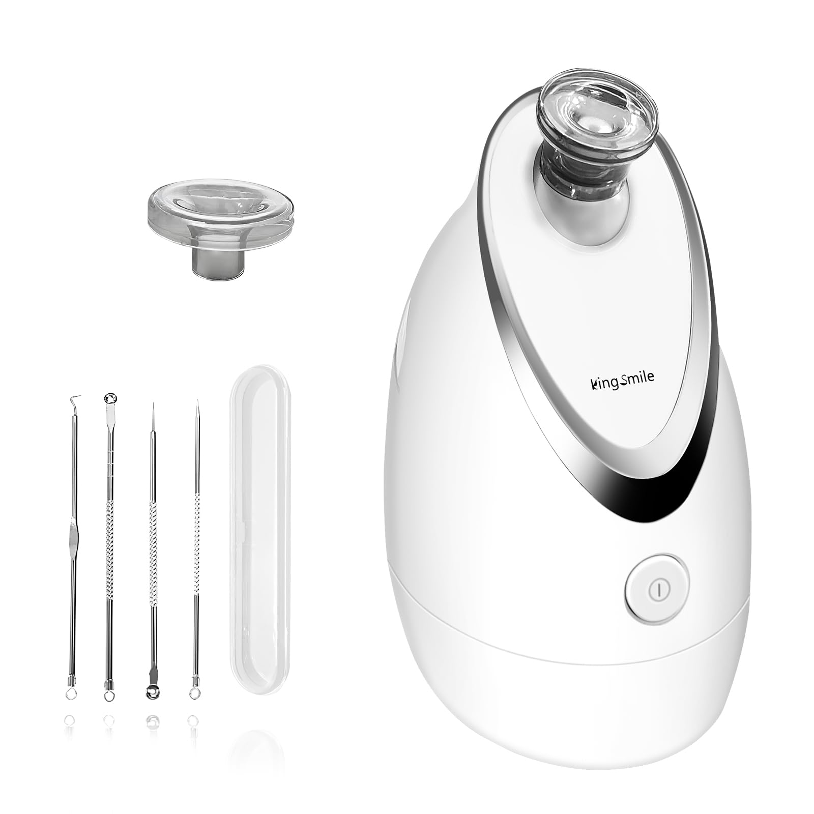 Kingsmile Face Steamer, Nano Facial Steamer for Sinuses & Unclogs Pores Hot Steam Vaporizer for Home Facial SPA, Face Humidifier for Clear Blackheads Acne Deep Clean - 4 Piece Stainless Steel Skin Kit