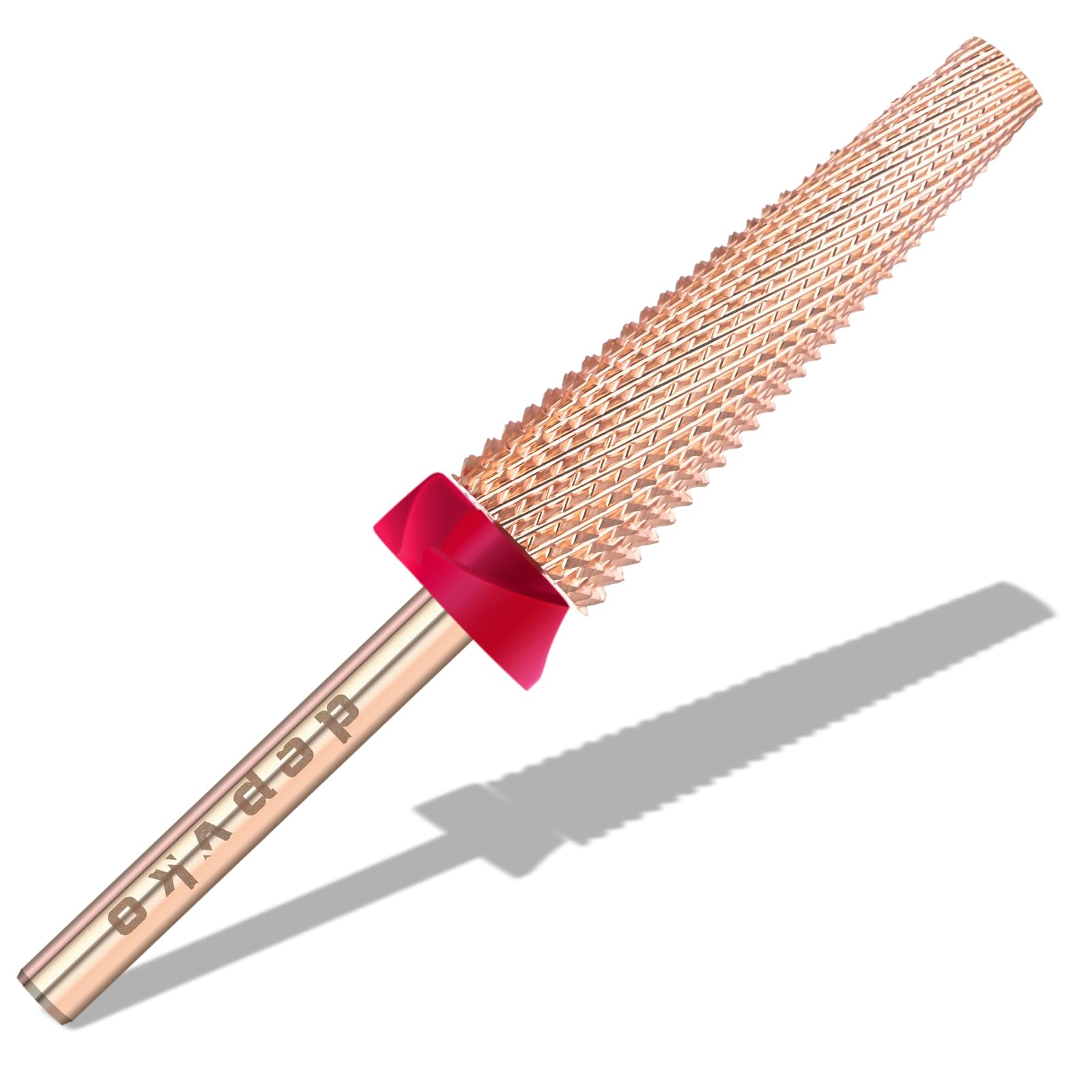 Depvko Super Long 5 in 1 Nail Drill Bits, 3/32'' Carbide Tungsten Bits, Two Way Rotate Professional Advanced Safety Bits for Nail, Fast Remove for Manicure Pedicure Cuticle Gel Polishing(F, Rose Gold)