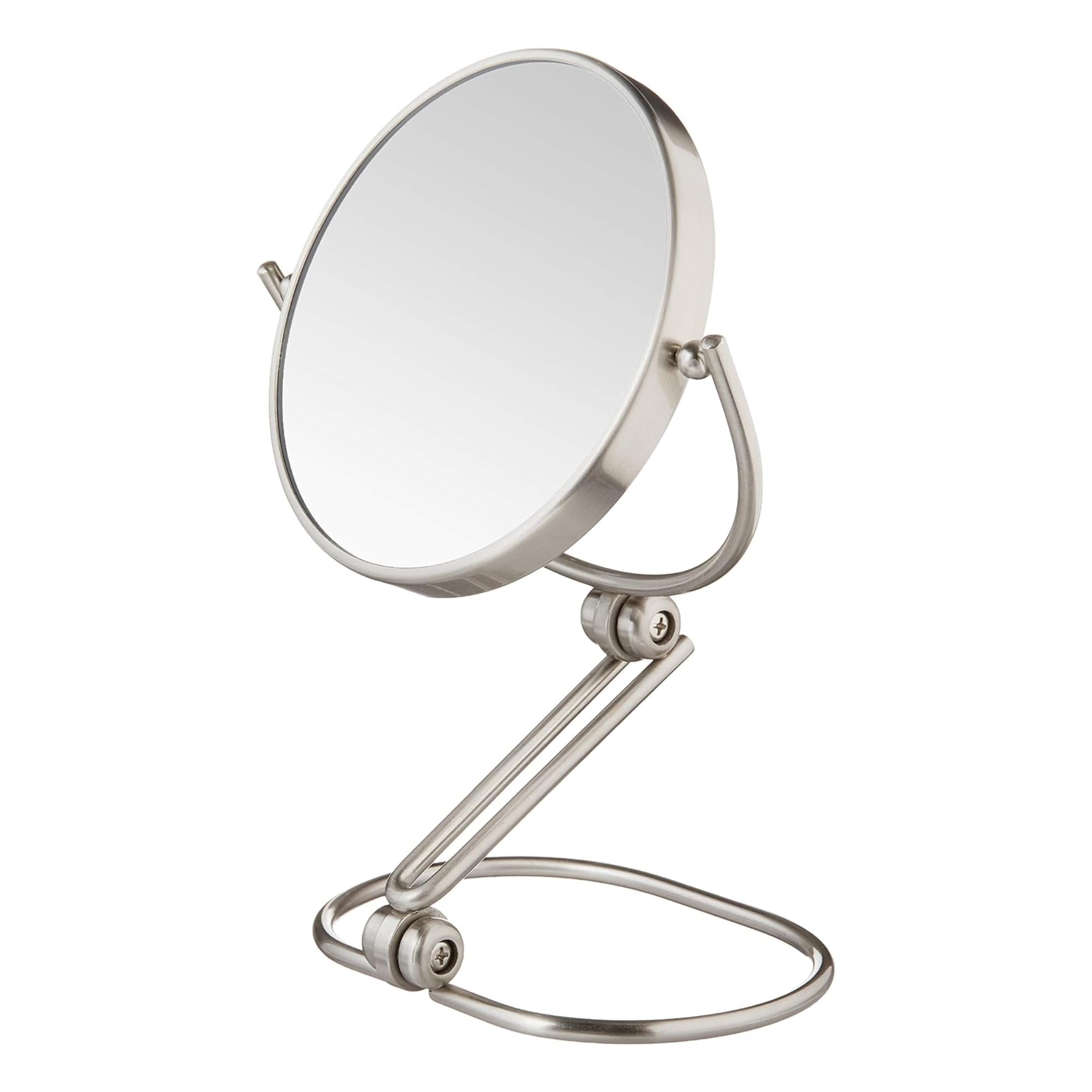 JERDON 6-Inch Folding Travel Mirror - Magnifying Makeup Mirror with 10X Magnification - Nickel Finish - Model MC450N