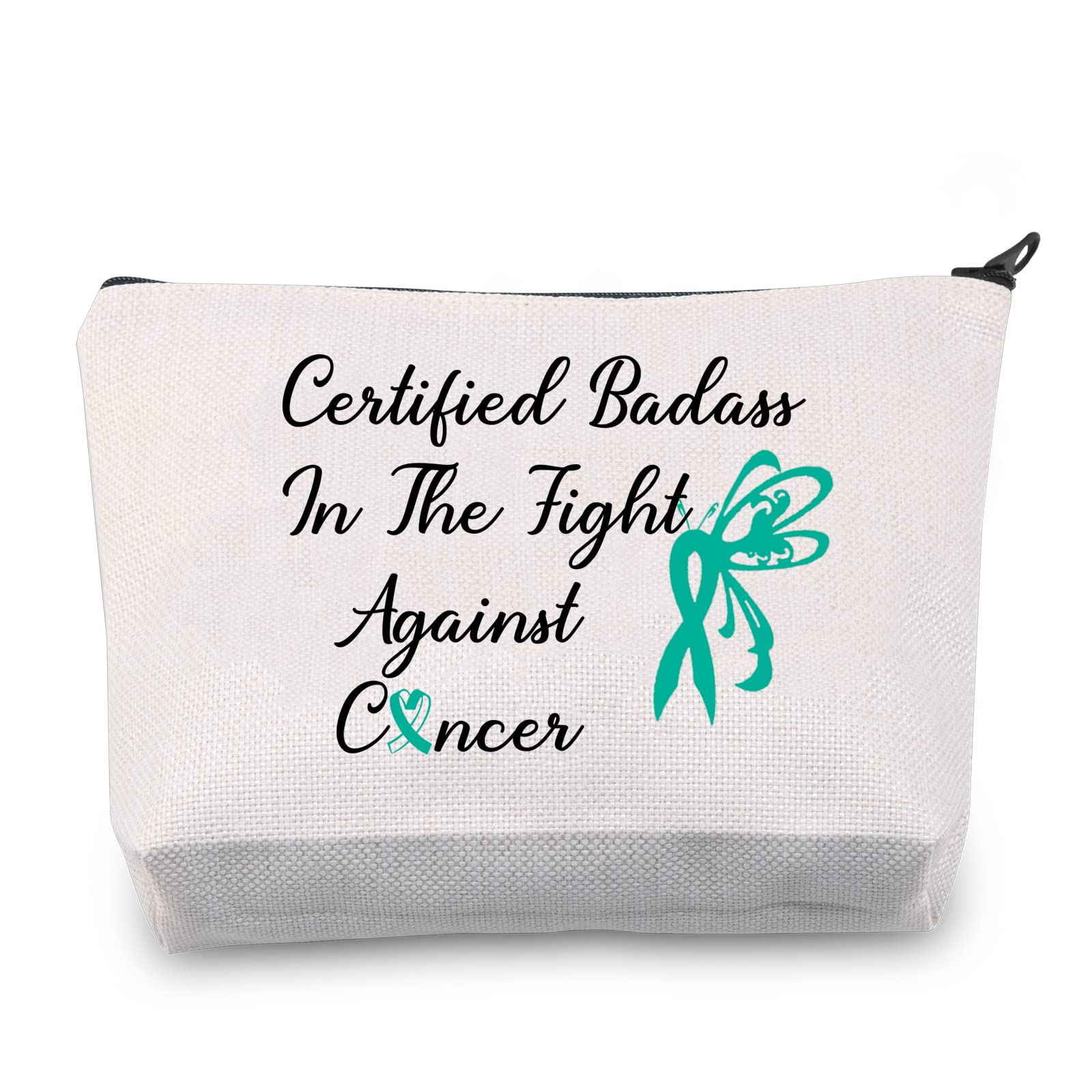 JNIAP Ovarian Cancer Bag Cancer Awareness Gift Makeup Cosmetic Bag Ovarian Cancer Survivor Warrior Gift for Women (Ovarian Awareness bag)