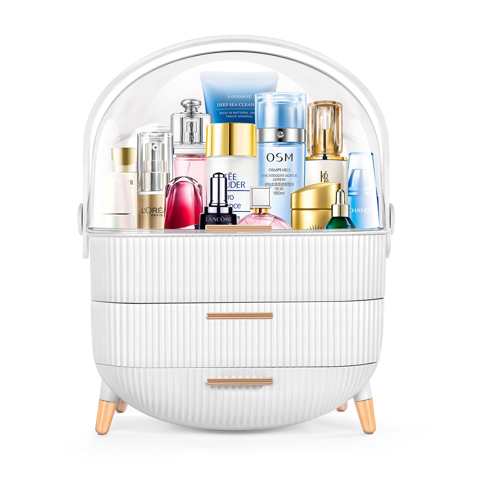 KQEBN Makeup organizer for vanity Skincare Organizer for Bathroom Countertop Vanity, Skin care product jewelry storage box.(WHITE)