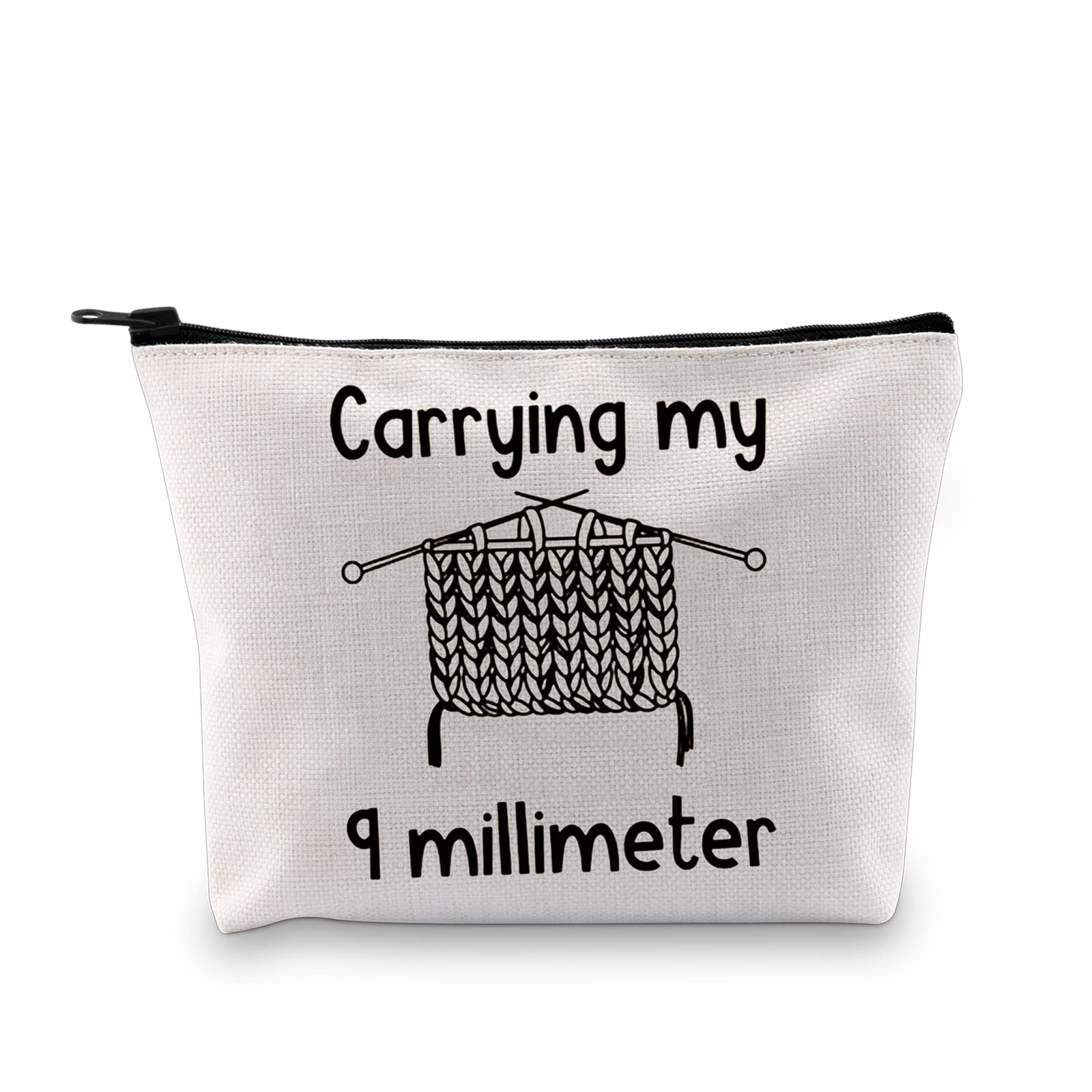 JXGZSO Knitting Storage Bag Carrying My 9 Millimeter Crochet Makeup Bag Knit Gift For Knitter Lover