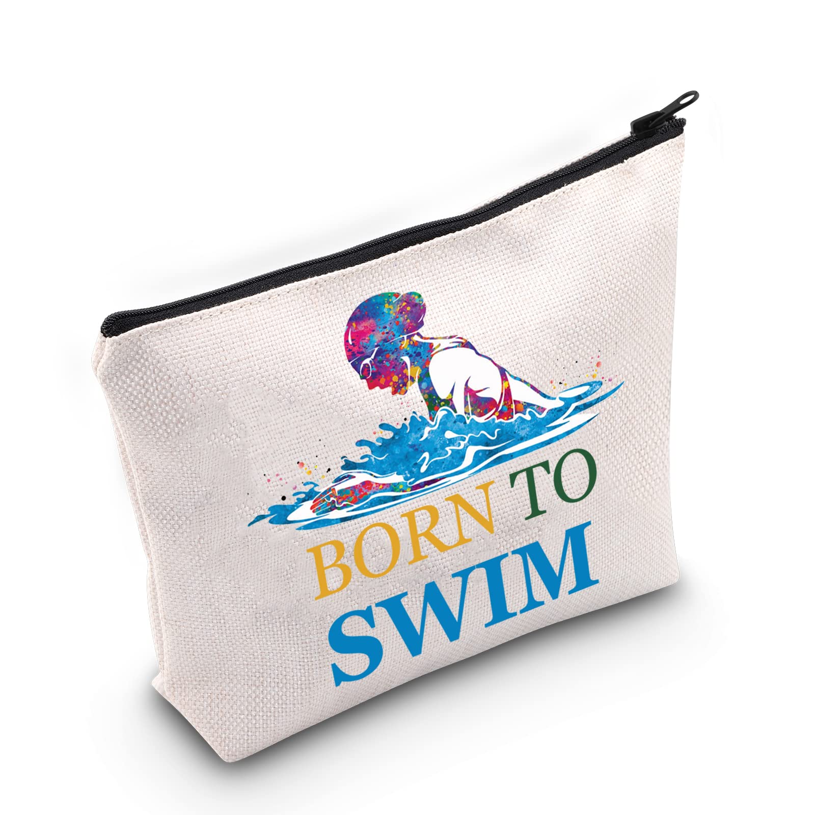 LEVLO Swimming Girls Cosmetic Make Up Bag Swimmer Gifts Idea Born To Swim Makeup Zipper Pouch Bag(Born To Swim)