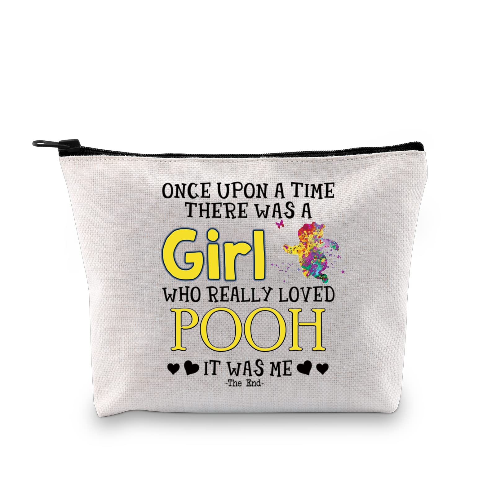 GJTIM Cartoon Inspired Pooh Bear Travel Bag Pooh Bear Accessories There Was a Girl Who Really Love Pooh Zipper Pouch for Bear Lovers (Really Loved Pooh Bag)