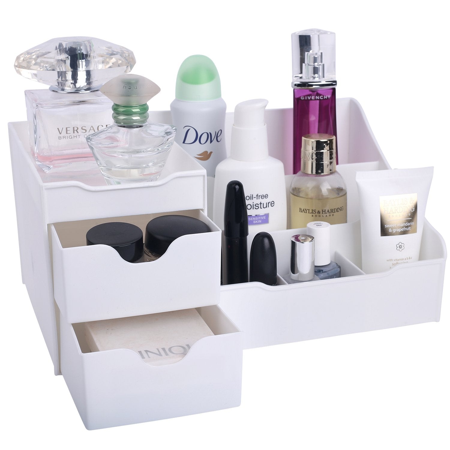 Mantello Bathroom Organizer Countertop- Make Up Organizers and Storage- Bathroom Counter Organizer and Skin Care Organizer, Makeup Organizer for Vanity- White