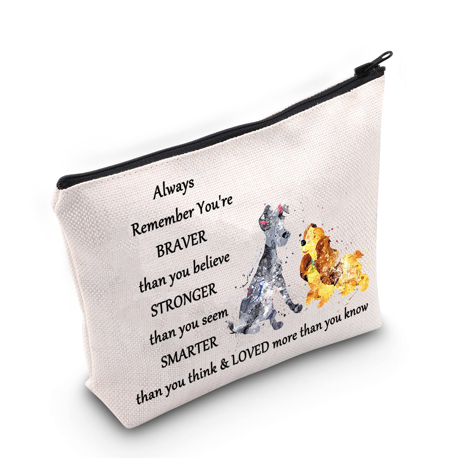 WZMPA Dog Movie Cosmetic Makeup Bag Dog Fans Gift You Are Braver Stronger Smarter Than You Think Makeup Zipper Pouch Bag For Women Girls (Always Lady & Dog)