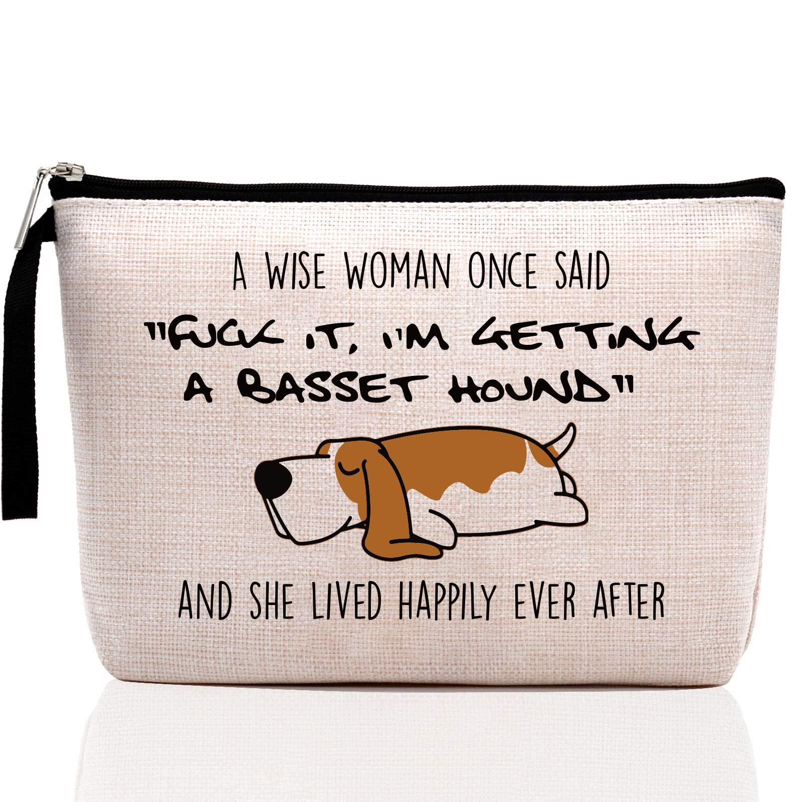 Hanamiya Na Basset Hound Gifts, Dog Gifts for Dog Lovers for Women, Funny Makeup Bag, Cosmetic Pouch, Travel Case-I’m Getting a Basset Hound
