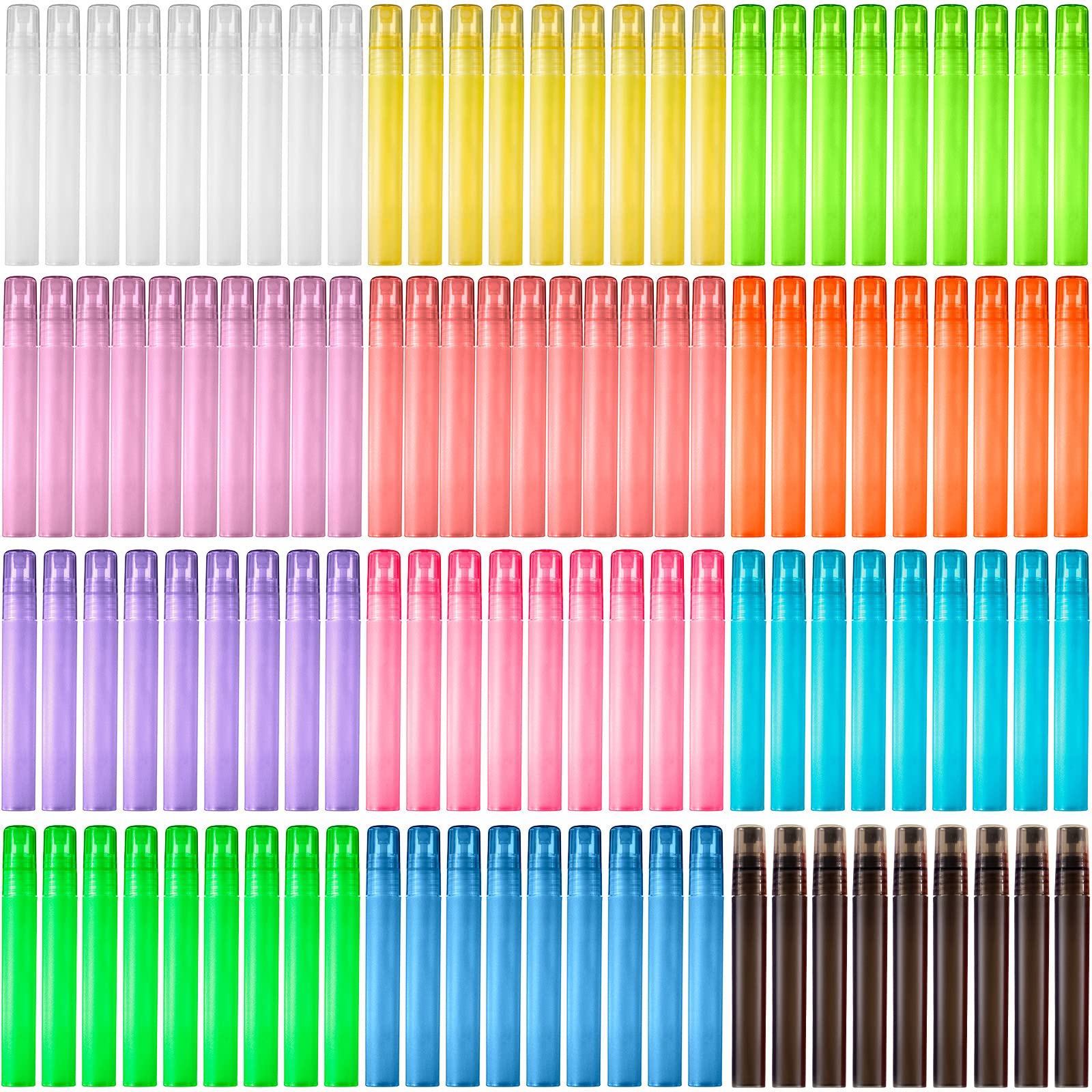 108 Pieces 10 ml Spray Bottles Clear Plastic Spray Bottles Empty Fine Mist Sprayer Bottles Perfume Bottle for Travel Perfume Essential Oils Supplies (Assorted Color)