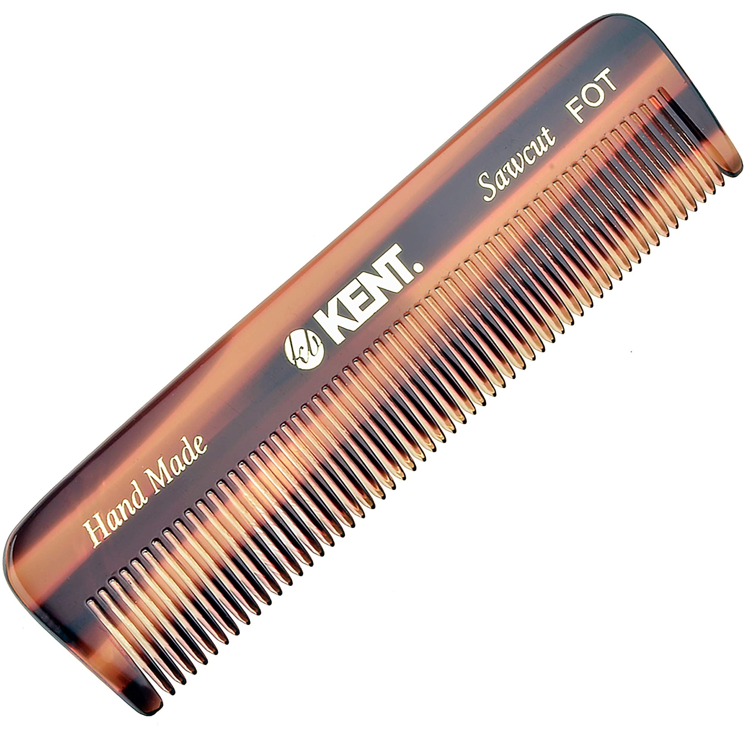 Kent FOT Fine Tooth Comb Beard Comb - 4.5" Handmade Pocket Comb and Travel Comb Hair Comb for Men - Styling Comb Small Comb Hair Comb for Fine or Thinning Hair, Mustache and Beard Care.