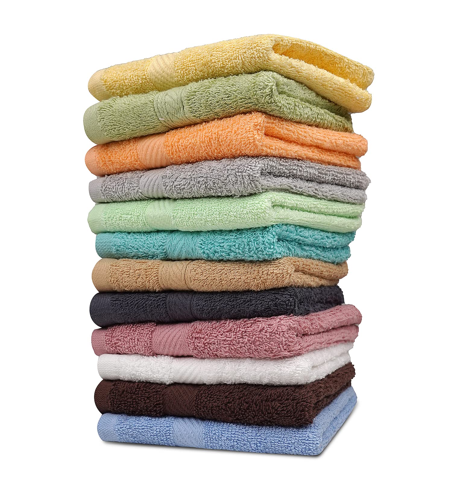 ZUPERIA 100% Cotton Bath Wash Cloths - 12 Pack - 12" x 12"- Highly Absorbent Soft Washcloths for Face, Gym Towels, Hotel Spa Quality, Reusable Multipurpose Towels (12 Pack, 12 Multi Colors)