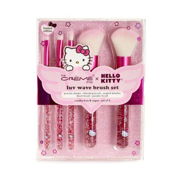 Limited Edition The Crème Shop X Hello Kitty Luv Wav Pink Glitter Makeup Brush Set