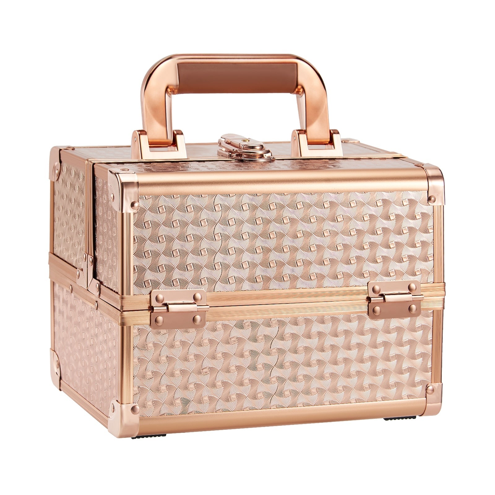 Portable Makeup Case with Mirror 2 Trays Make-up Suitcase Travel