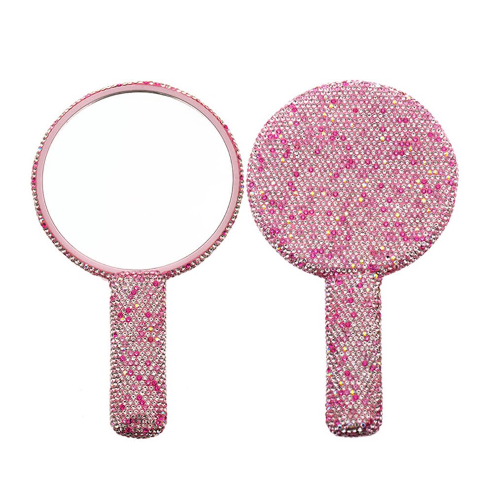 Rhinestone Heart Hand Mirror