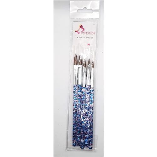 Pink Butterfly Acrylic Nail Brush Set