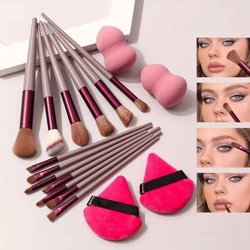 Makeup Brushes 13pcs Premium Synthetic Bristles Black Handle Set Kabuki Foundation Powder Blush Brush Face Lip Eye Makeup Brush Set Ideal For Makeup Beginner Artist